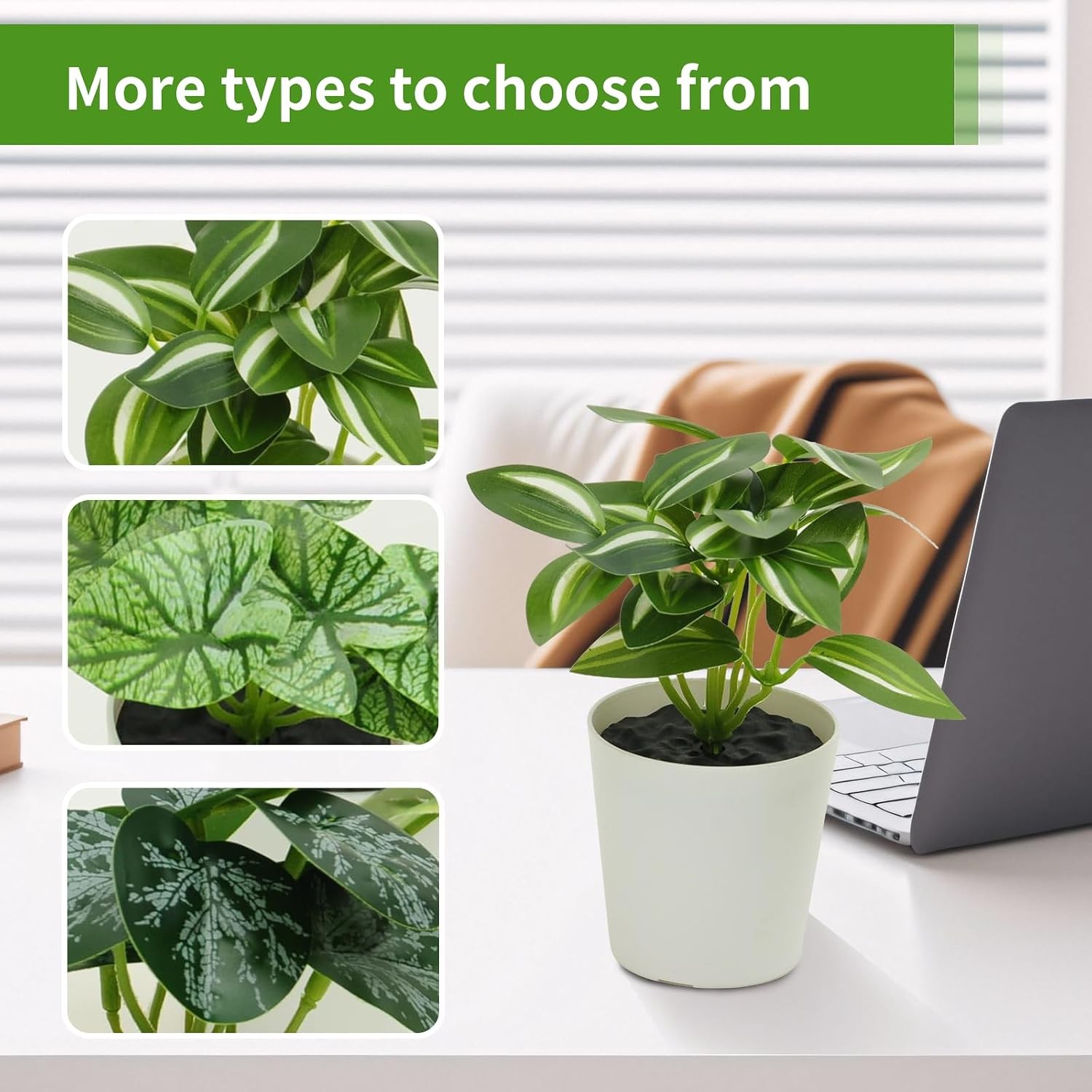 6 Pack Fake Plants for Room Decor,Mini Artificial Potted Plants for Home Office