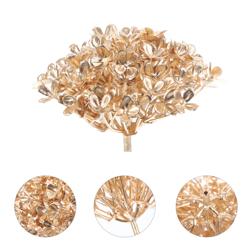 10 Pcs Plastic Golden Artificial Hydrangea Flower Heads Wedding Decoration