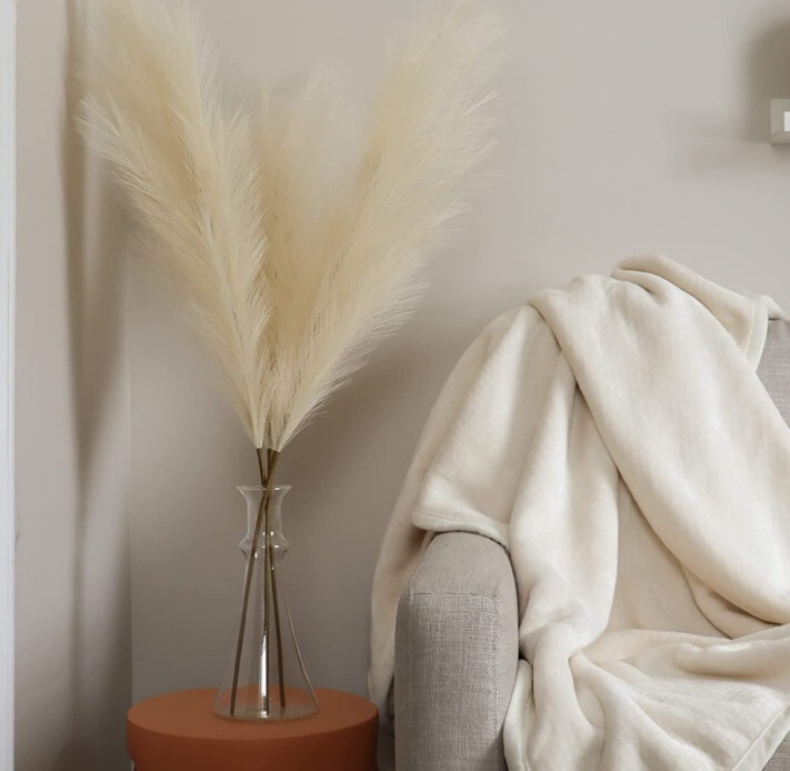 Ruralife Faux Pampas Grass Decor Tall – Fluffy & Tall 110cm/43in (Cream Color)-