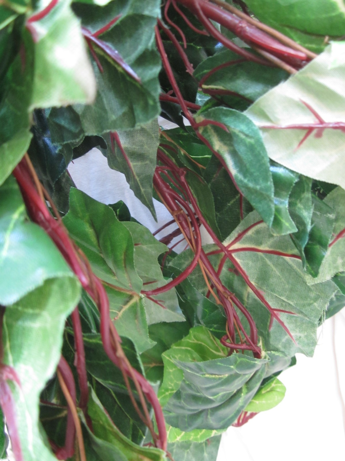 Artificial Floral Green & Red Leaf Bush Branch Stem Greenery Leaves Home Decor