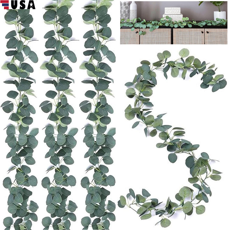 12×Fake Artificial Eucalyptus Garland Greenery Leaf Vine Plant Home Wedding Deco