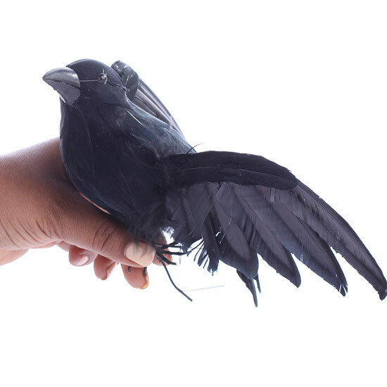 Package of 2 Black Feathered Flying Artificial 7-1/2″ Black Crows