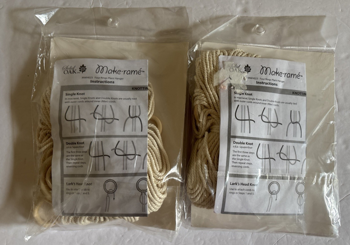 MACRAME Solid Oak Inc PLANT HANGER KIT – Set of 2 – 4 1/2″ x 27″ Mid Century