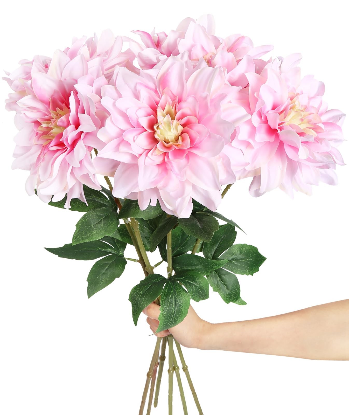 Artificial Dahlias,6PCS Fake Pink Flowers 23.62″ Dahlia Artificial Flowers Si…