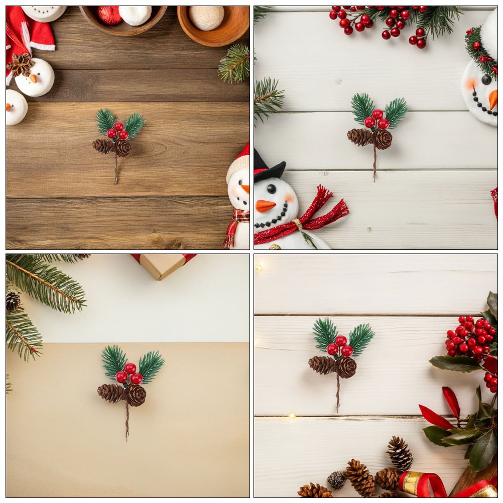 30 Pcs Artificial Pine Branches Pine Cones And Red Berry Christmas Picks Decor