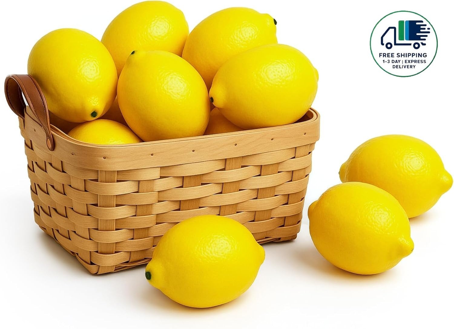 Limones artificiales de plástico amarillo de 9,4 x 6,35 cm, tamaño grande
