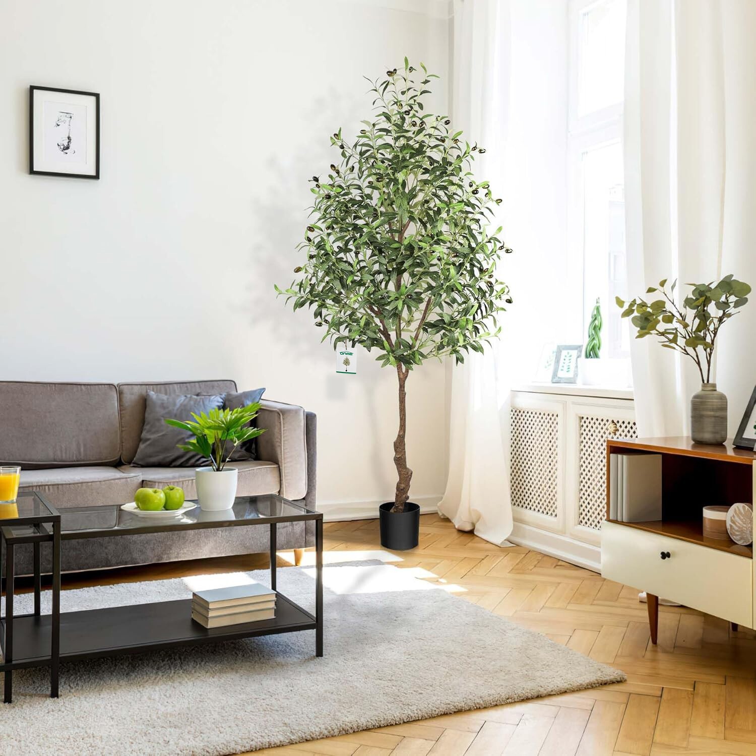 5.9ft Artificial Tree Indoor with Leaves and Fruits Faux Olive Tree