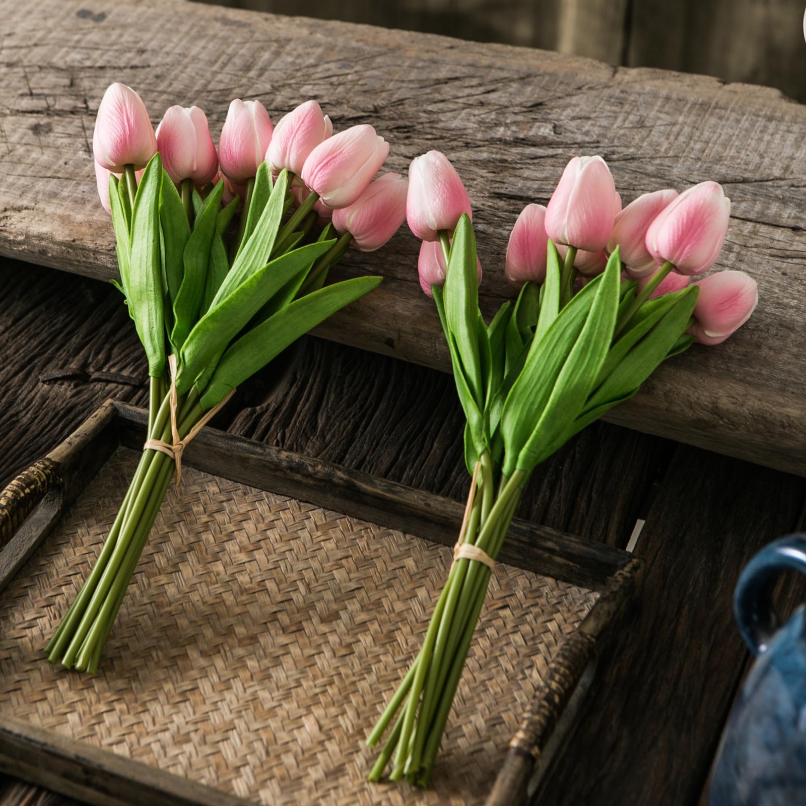 20 PCS 13 Inch Pink White Artificial Tulip Silk Fake Flowers Wedding Decor