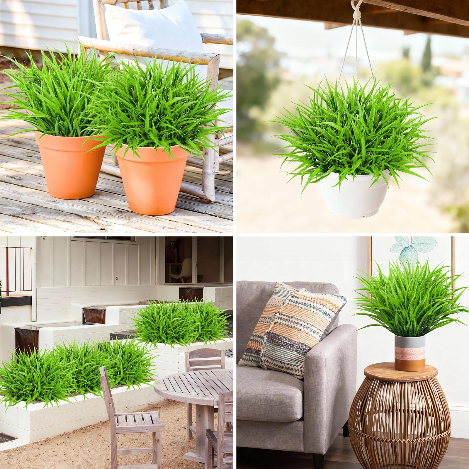 Artificial Plants 16 Pcs 15in UV Resistant Faux Greenery for Planters – Home