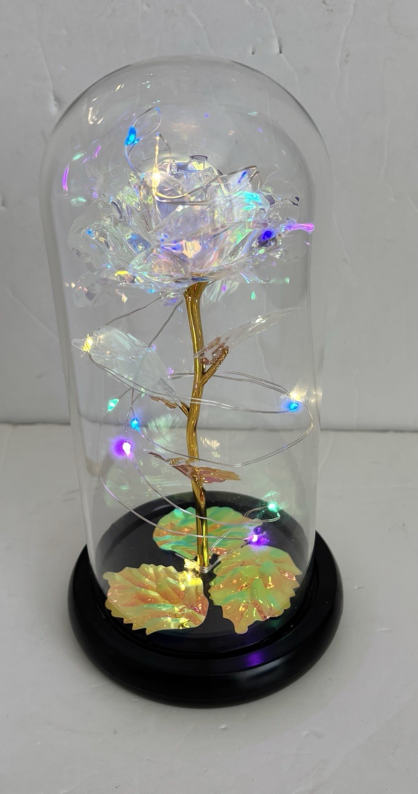 ROSE FLOWER LED LIGHT GLASS DOME GIFTS FOR WOMENS 8.5″