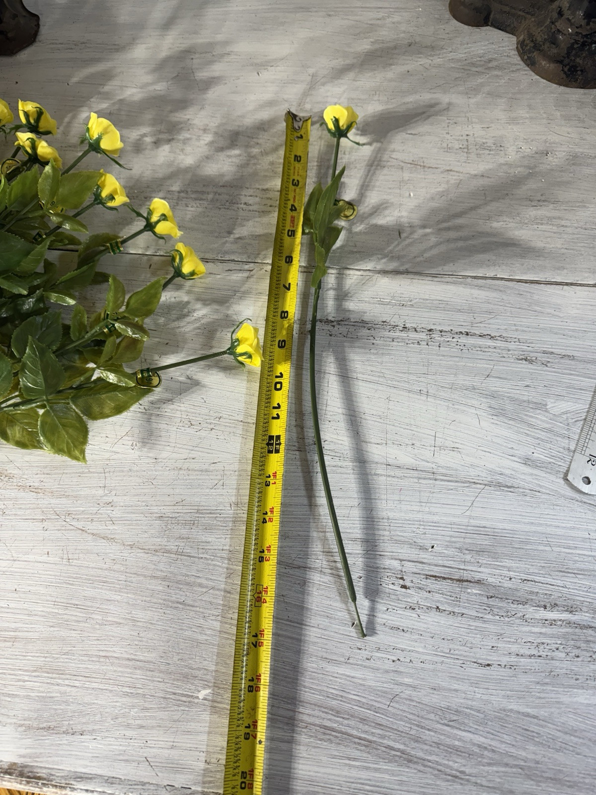MCM Lot (24) 1” Yellow Plastic Long Stem Roses With Wire Stems Crafts Millenary