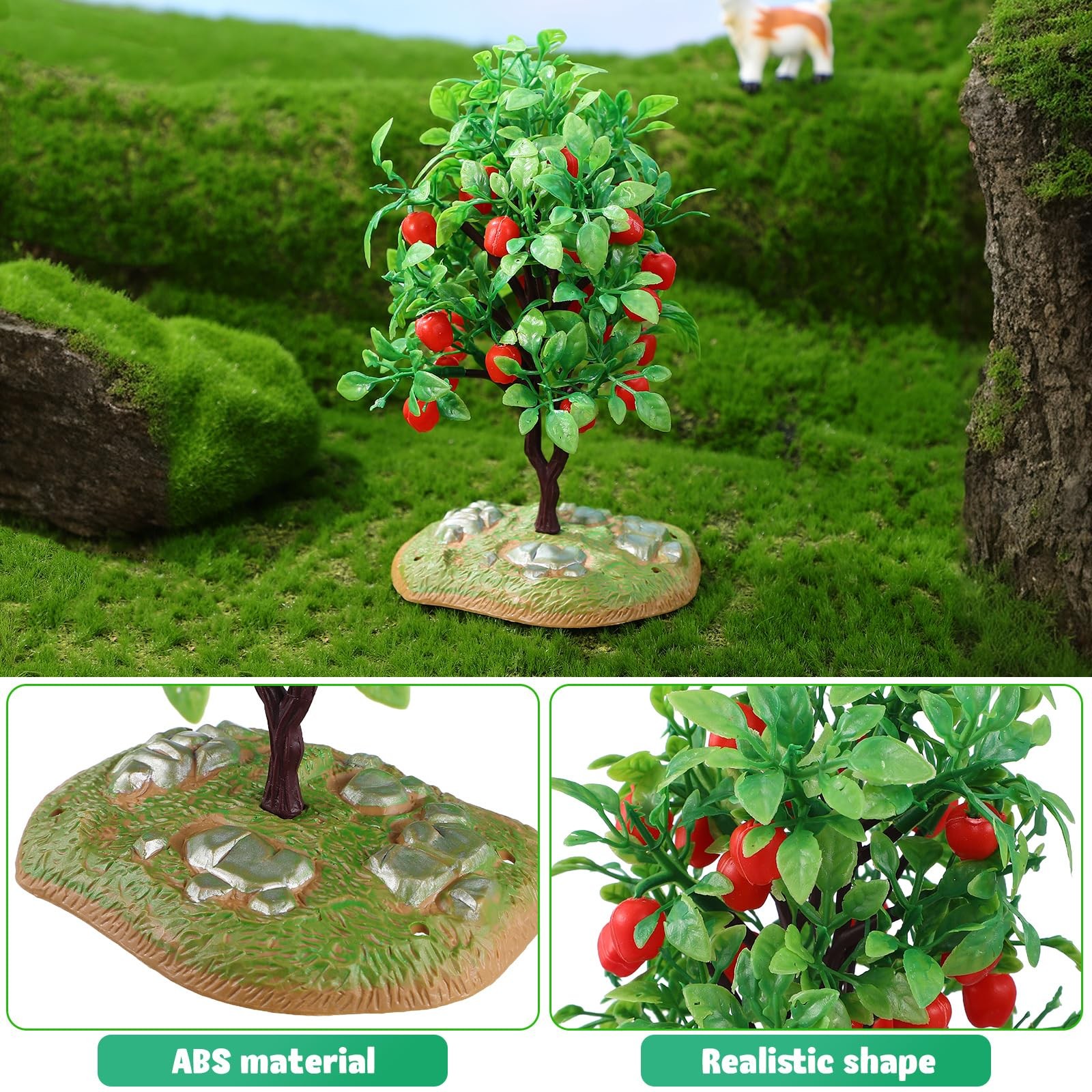 Mini Artificial Apple Tree Ornaments with Faux Fruit 2 Pack Realistic Small M…