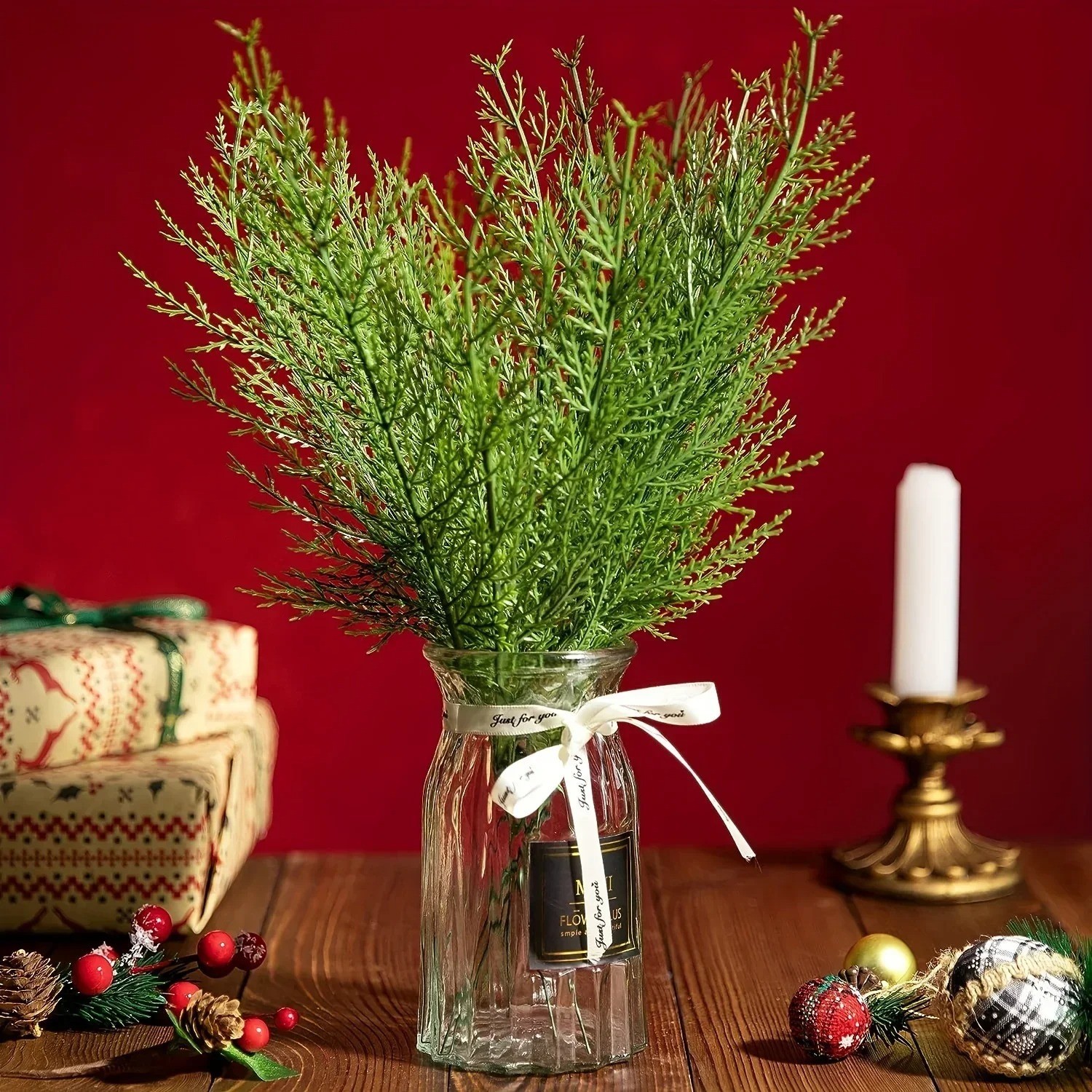 24pc Artificial Plants Pine Branches Evergreen Pines Leaves Sprigs Christmas