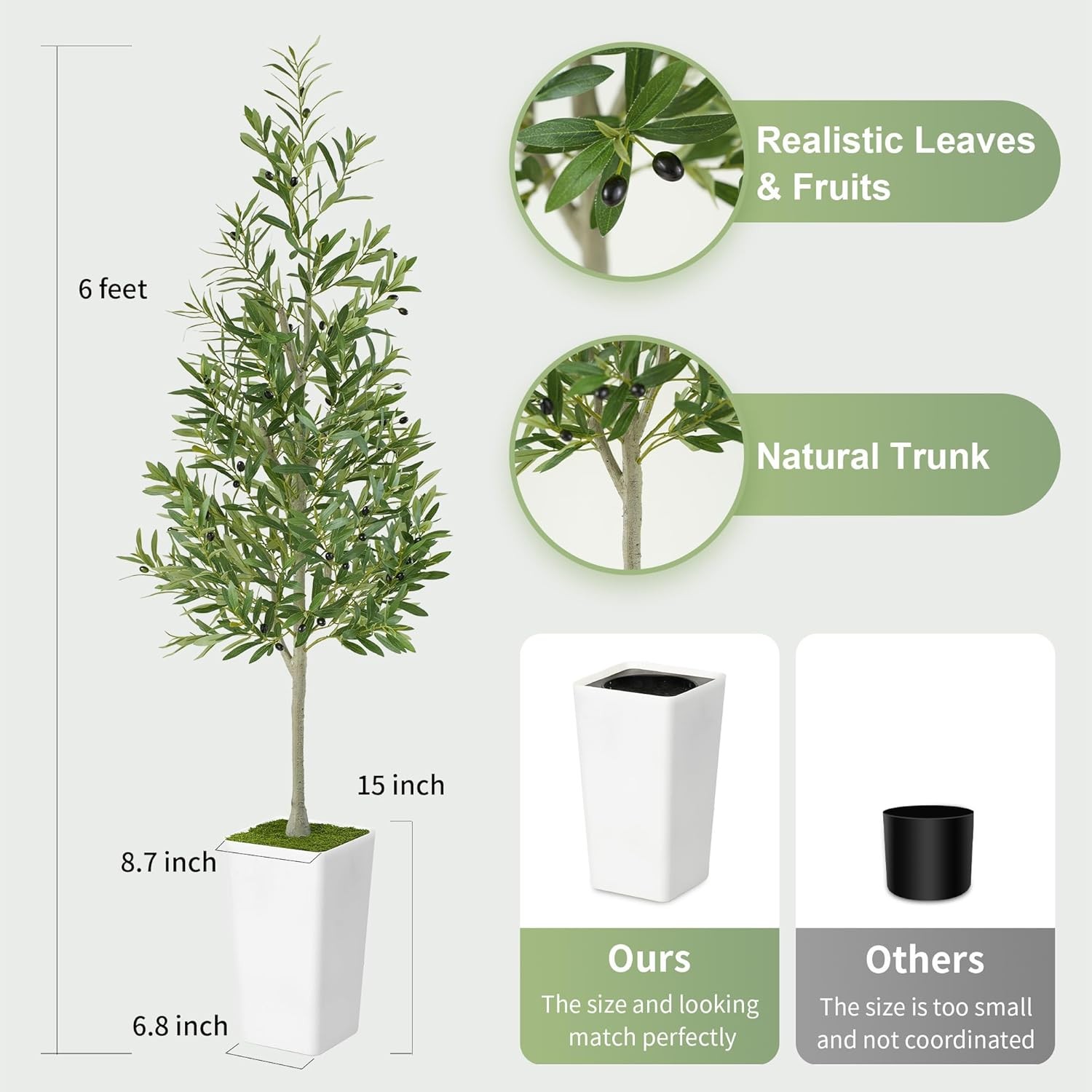 Artificial Olive Tree 6ft – Realistic Tall Fake Plants for Office 6ft, Write