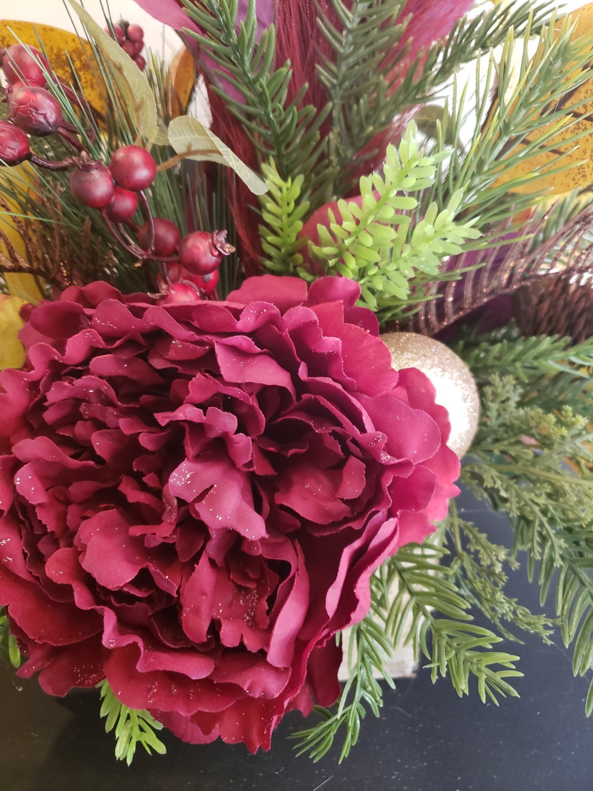 Burgundy Fall Floral Centerpiece, Autumn Table Decor, Rustic Thanksgiving Floral