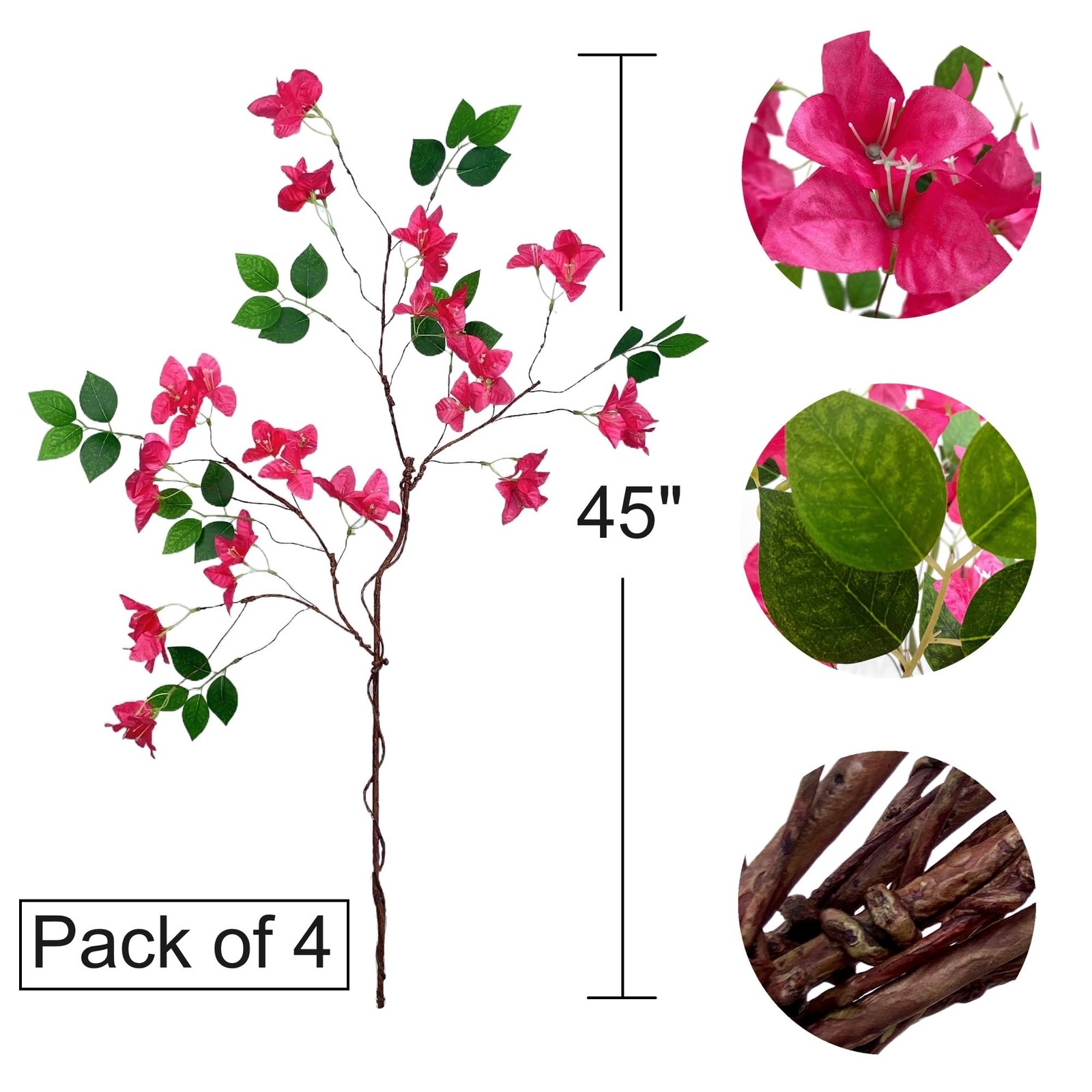 Pack Of 4 Long Artificial Bougainvillea Flower Stems 45 Silk Bougainvillea Plan