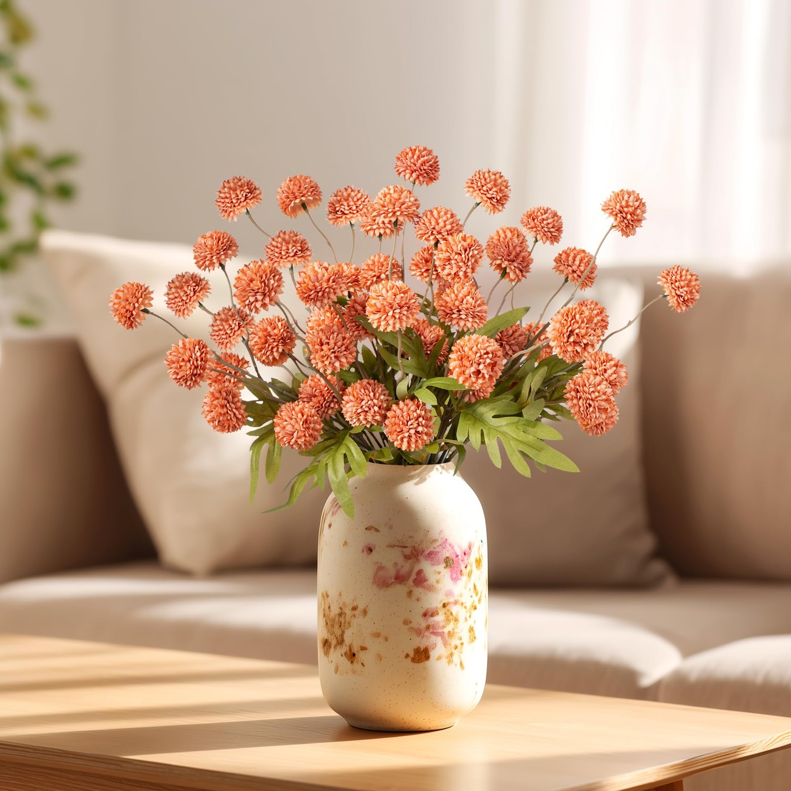Artificial Flowers 10Pc, Fake Flower for Indoor Outdoor, 20.5In Silk Chrysant…