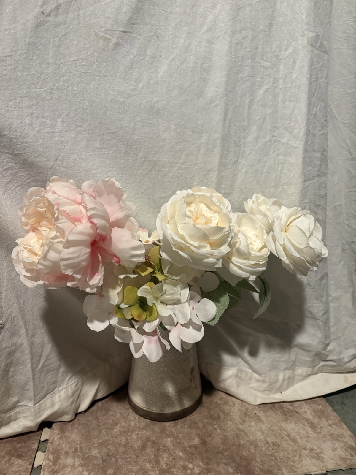 Artificial Silk Flower Lot Roses Peony Pink White Floral Craft Wedding Decor