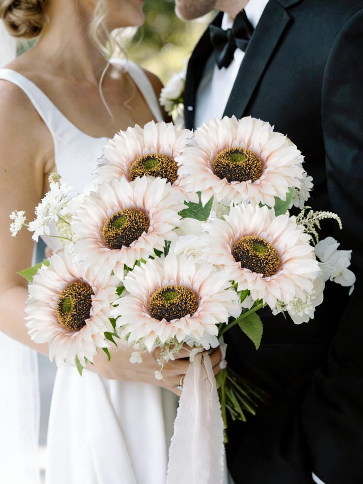 12Pcs 25.6″ Artificial Sunflowers Long Stem Artificial Flowers for Tall Vase …