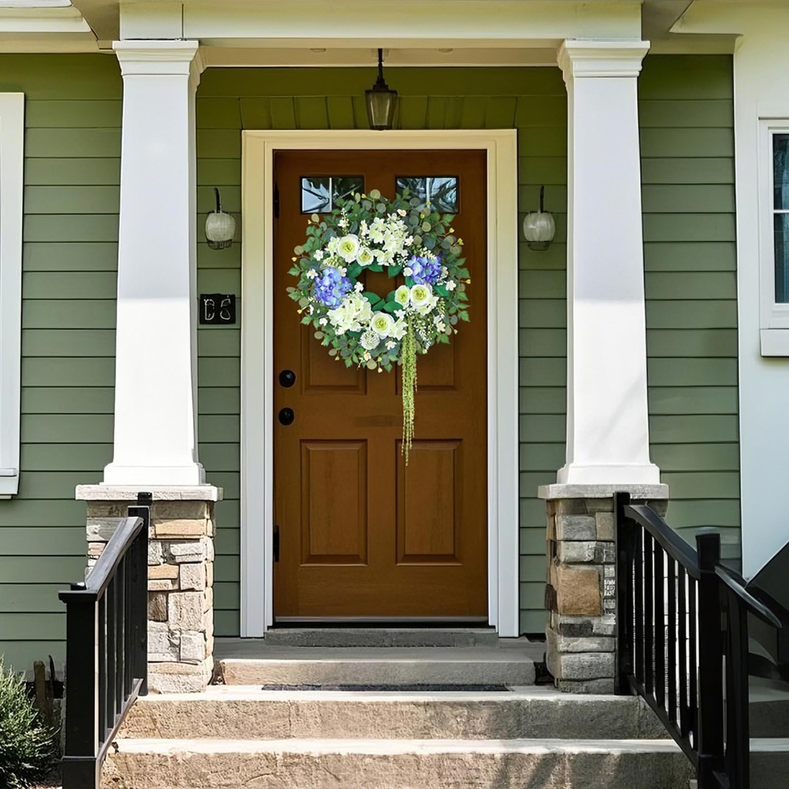 Large 26″ Hydrangea & Eucalyptus Wreath – Artificial Silk Flowers for Door, Porc
