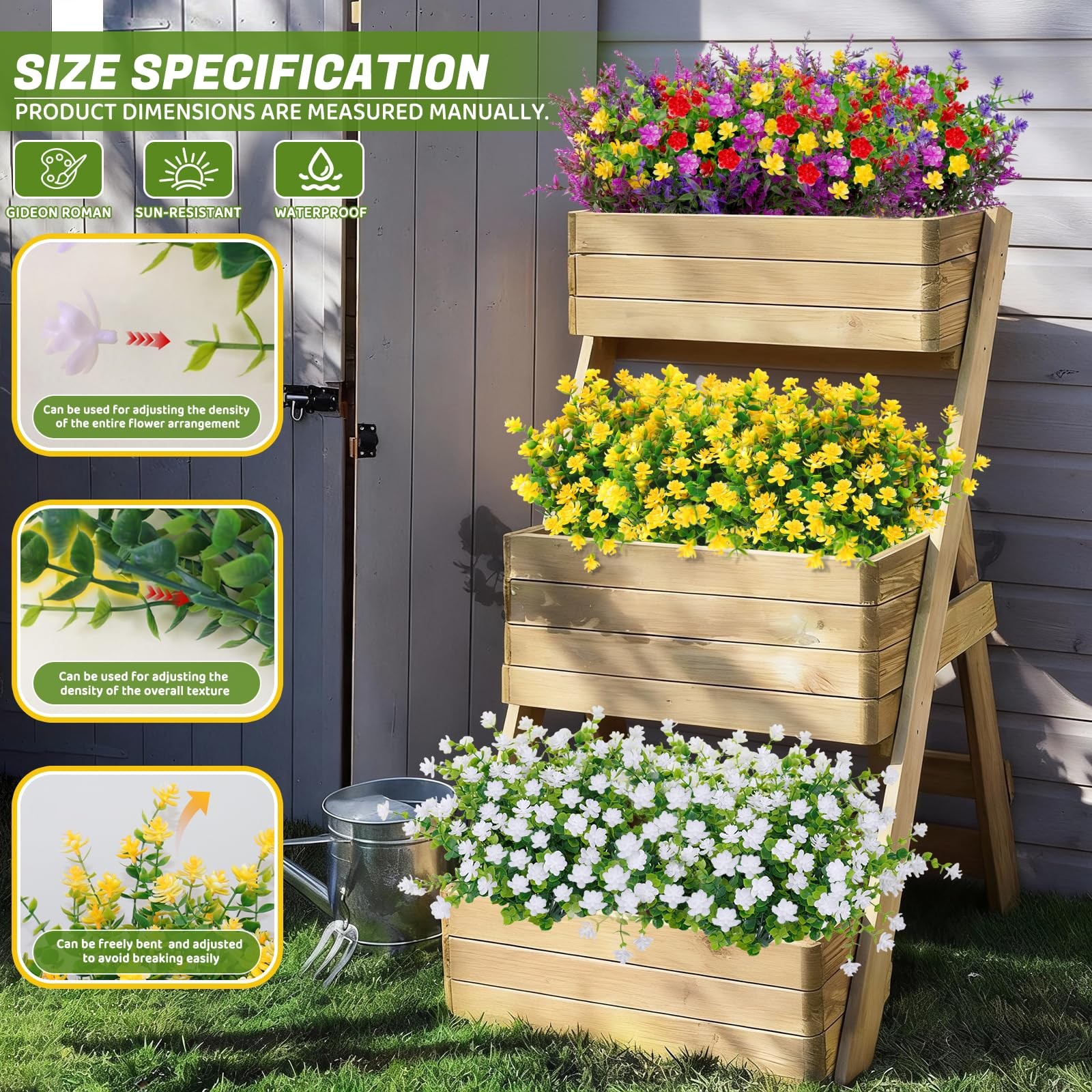 12 Bundles Yellow Artificial Flowers Fake Yellow Flowers UV Outdoor Florals