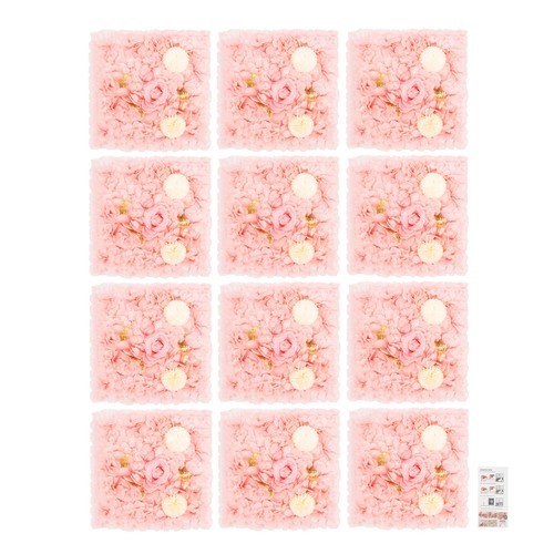 3D Flower Wall Panel-12pcs Artificial Flower Wall Background Silk Rose Mat