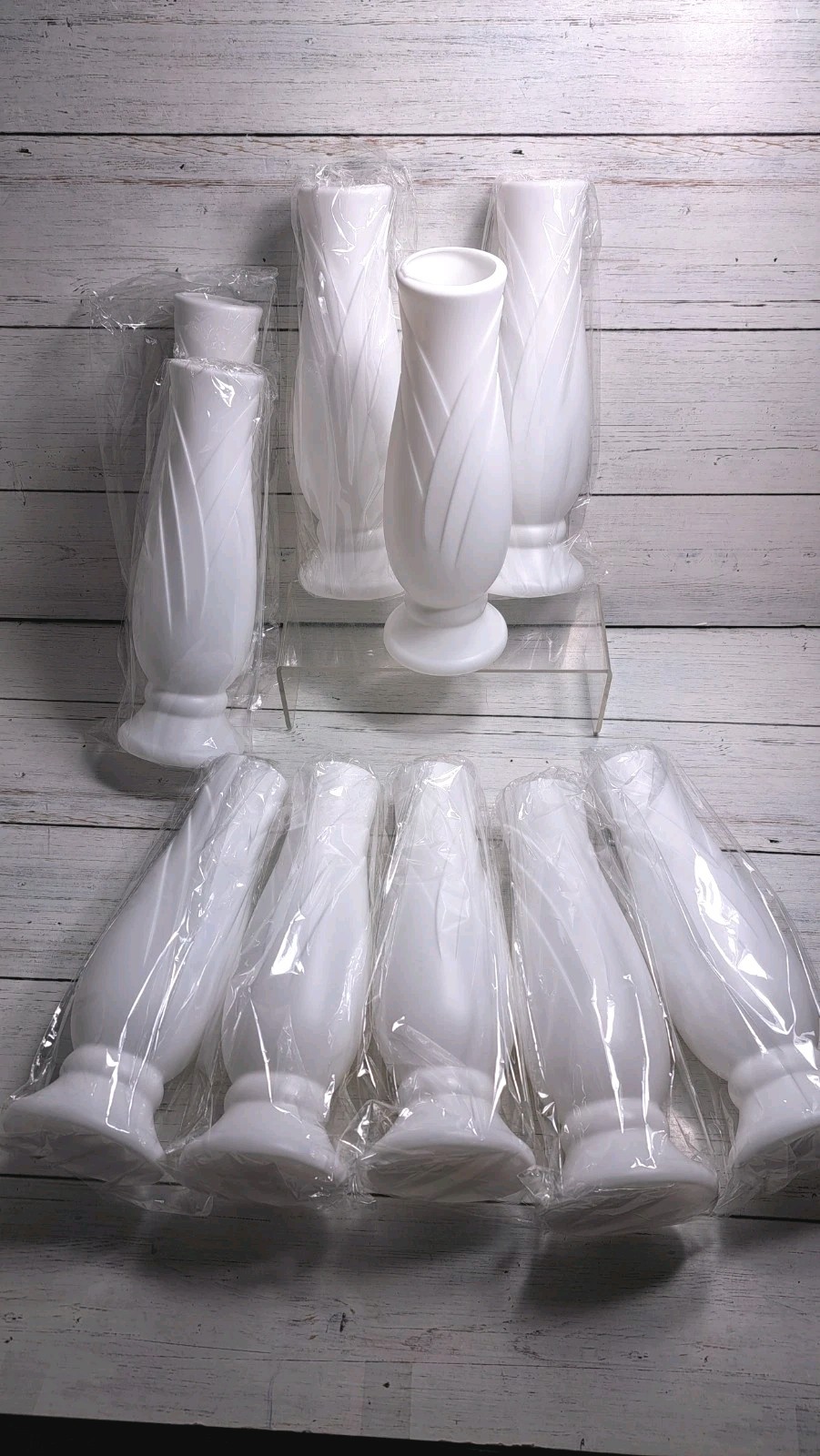 10 Pack Composite Plastic Flower Vases Bulk White Small Boho Floral Vases for…