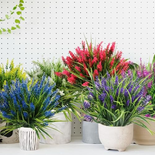 Artificial Flowers for Outdoors, 24 Bundles 6 Colors Fake 6 Colors Mixed