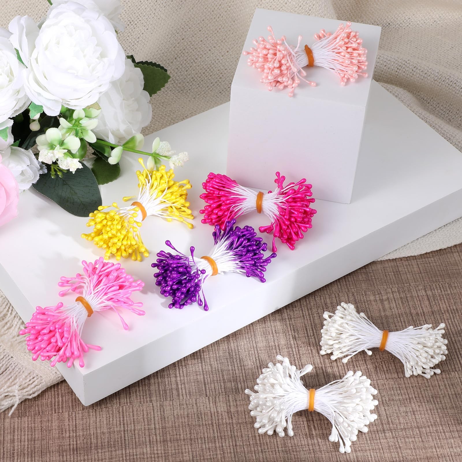 1050 PCS 3mm Mini Flower Stamen Artificial Pearl Floral Pistil DIY Craft