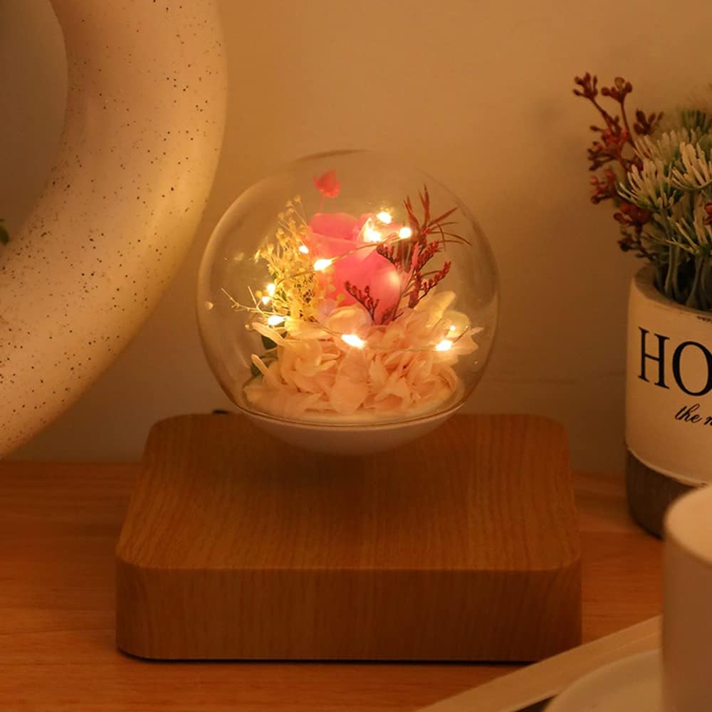 Magnetic Levitating Flower, Forever Flowers Real Eternal Roses, Levitation LED L