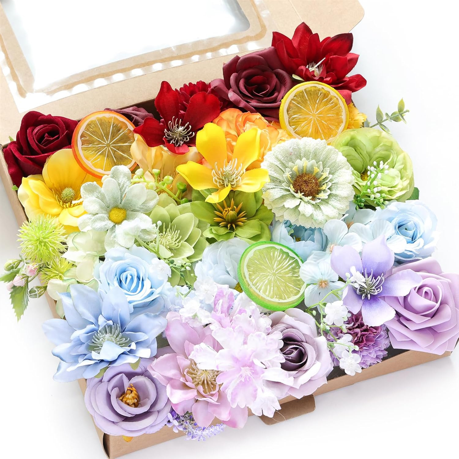 Artificial Flower Box Set Silk Fake Flowers DIY Center Cake Decoration Wedding B
