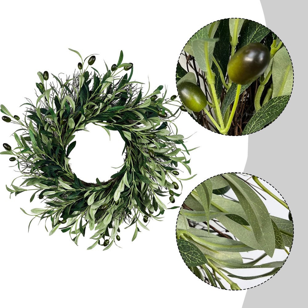 15.75” Olive Wreath: Elegant All-Season Decor for Home & Weddings