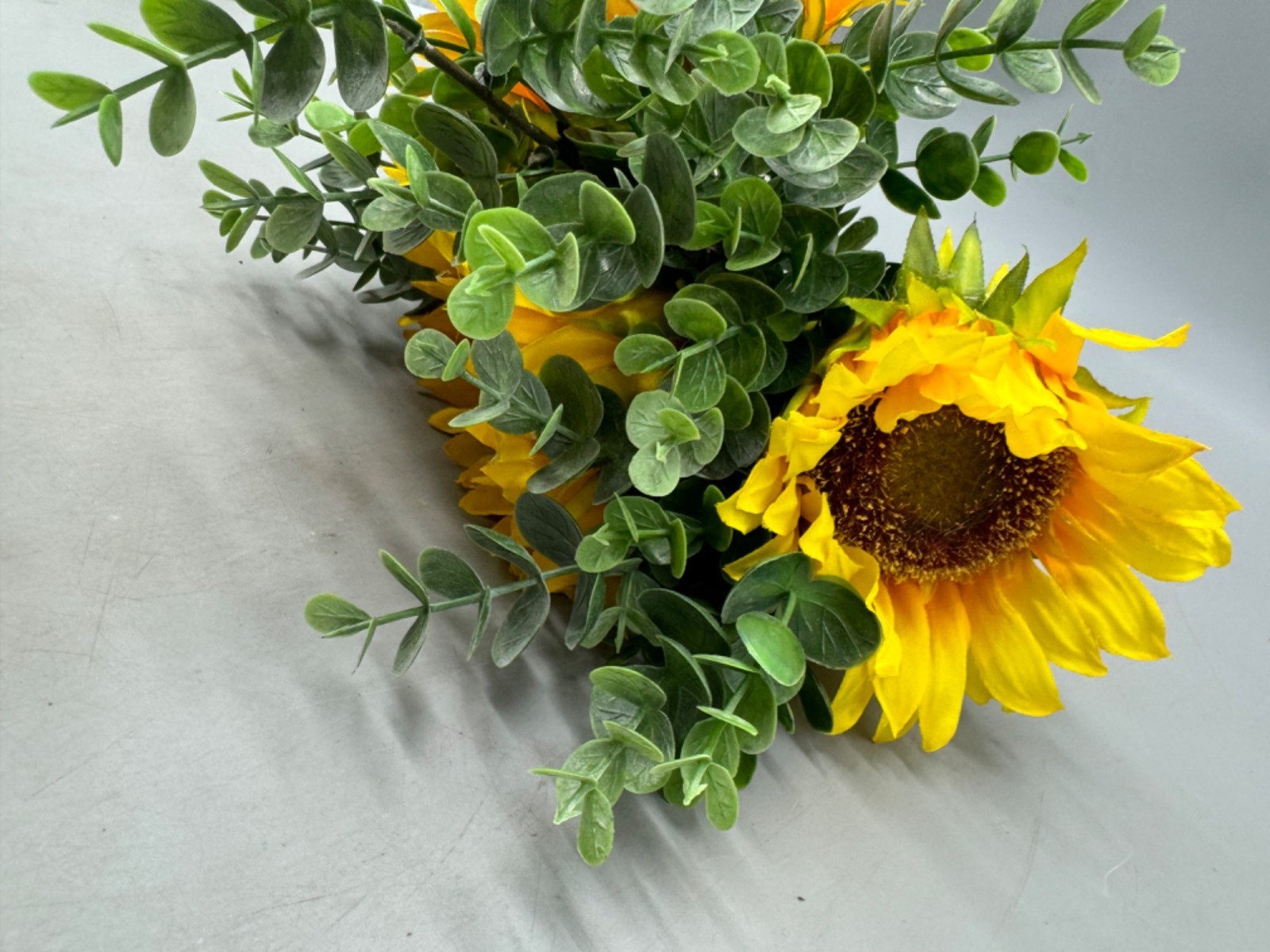 Artificial Sunflower Bouquet Eucalyptus Greenery 16″ Faux Floral Arrangement