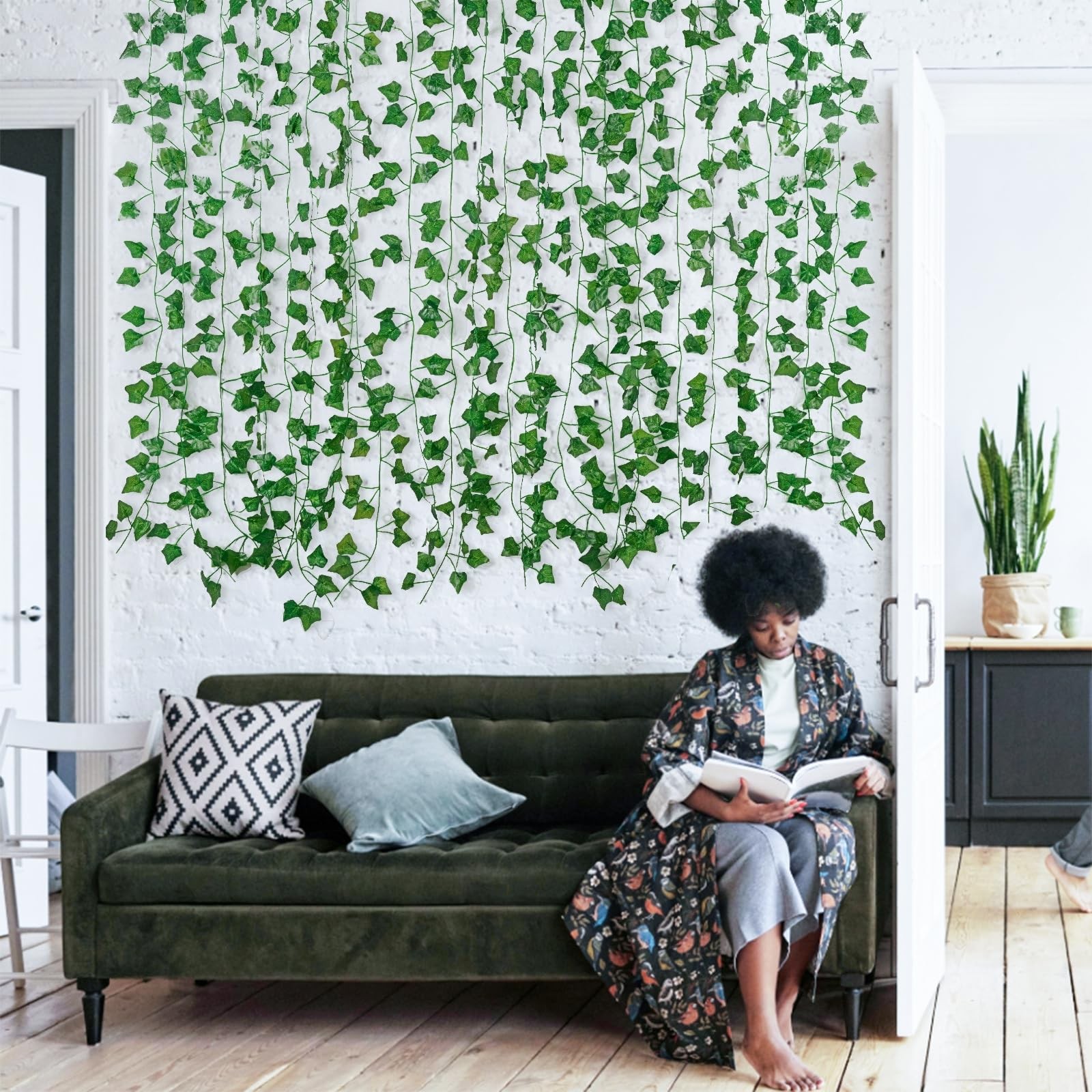 Fake Vines for Room Decor(12 Pack 84 Feet) Aesthetic Artificial Plant Ivy Lea…