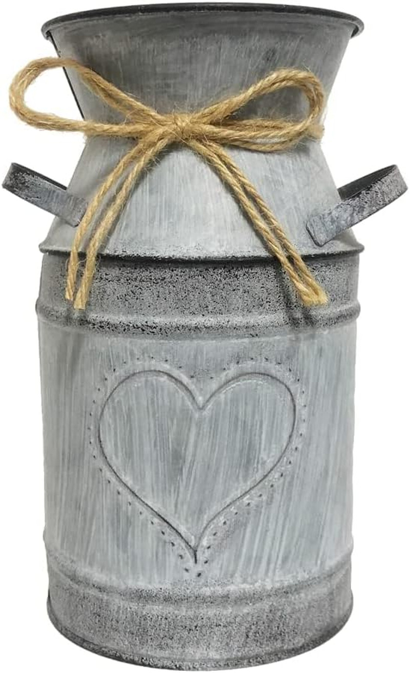 Rustic Artificial Lavender Flowers in Metal Vase for Farmhouse Decor