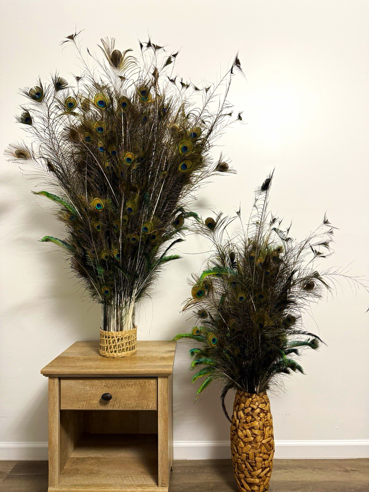 Peacock Feather Fresh Feather Bunch Vase Filler Floral Stem Green Brown