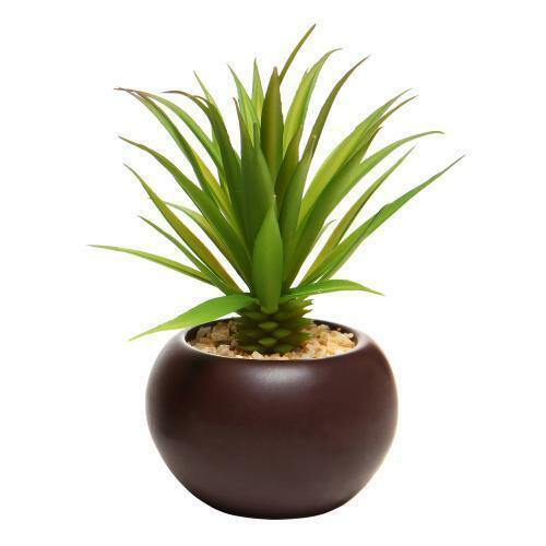 Decorative Potted Artificial Mini Succulent Plants in Brown Planter, Set of 3