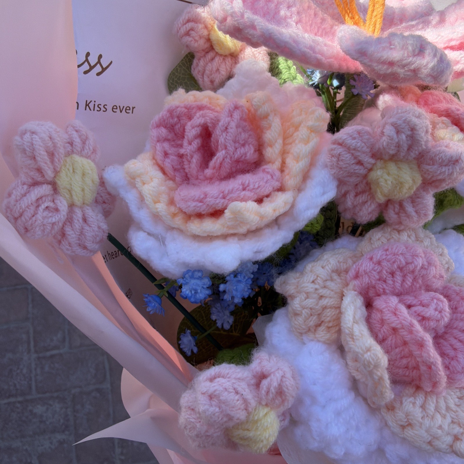 Crochet Flower Bouquet Assorted Pink Yellow Flowers Gift Mothers Day Wedding