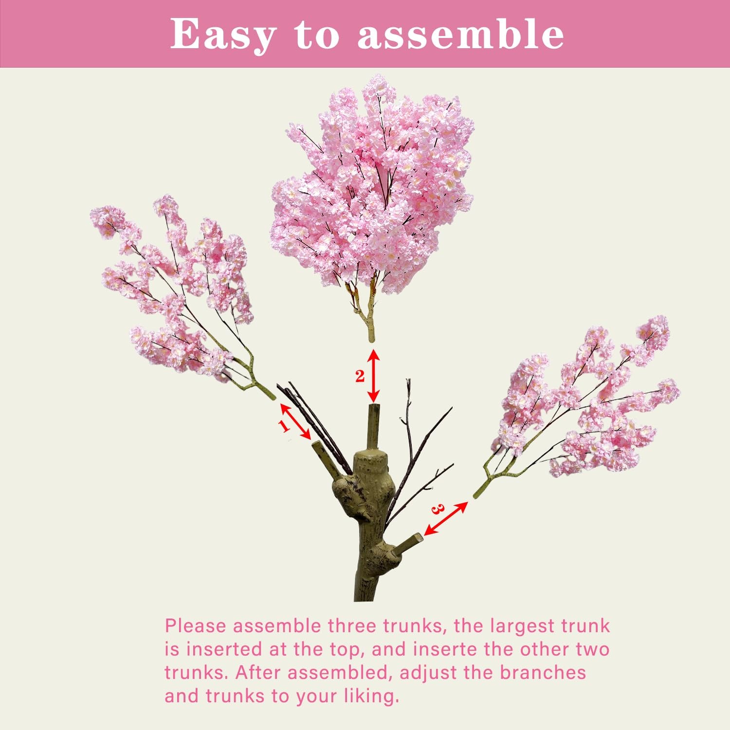Artificial Cherry Blossom Tree 8.5ft, Faux Cherry Blossom Tree Fake Pink Arti…