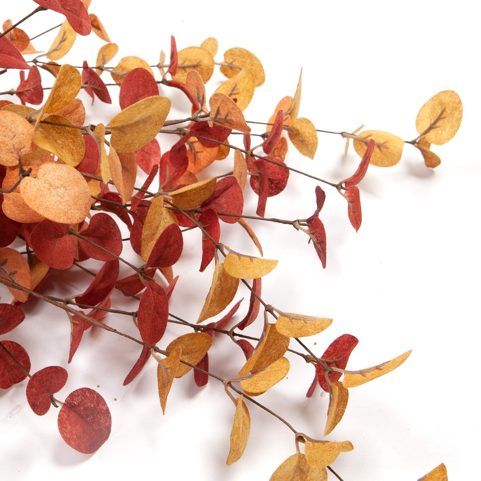 Eucalyptus Stems 6 Pcs, Fall Autumn Decor, Artificial Leaves, Orange