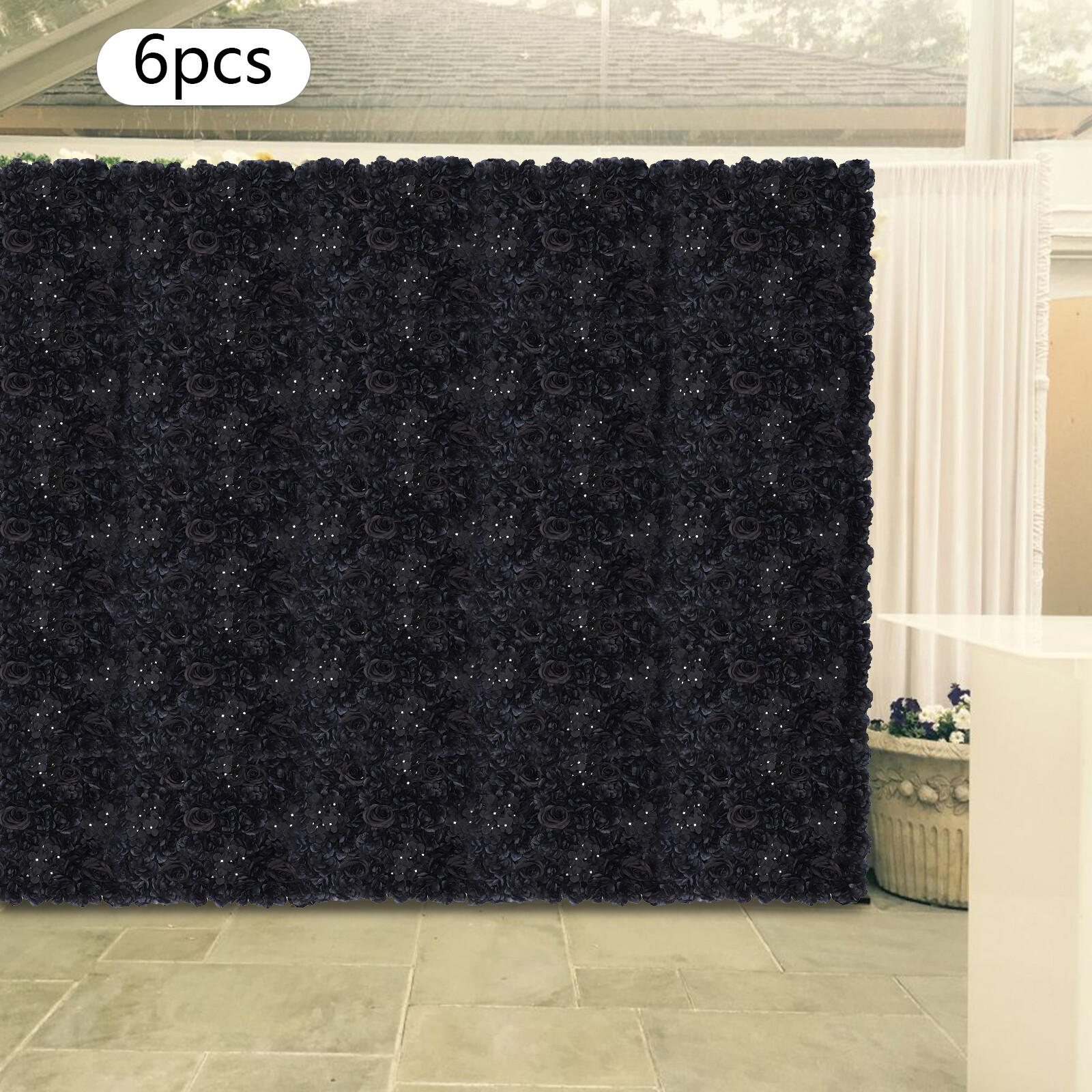 6 PCS Black Gothic Style Flowers Wall Panels Artificial Floral Wedding Decor NEW