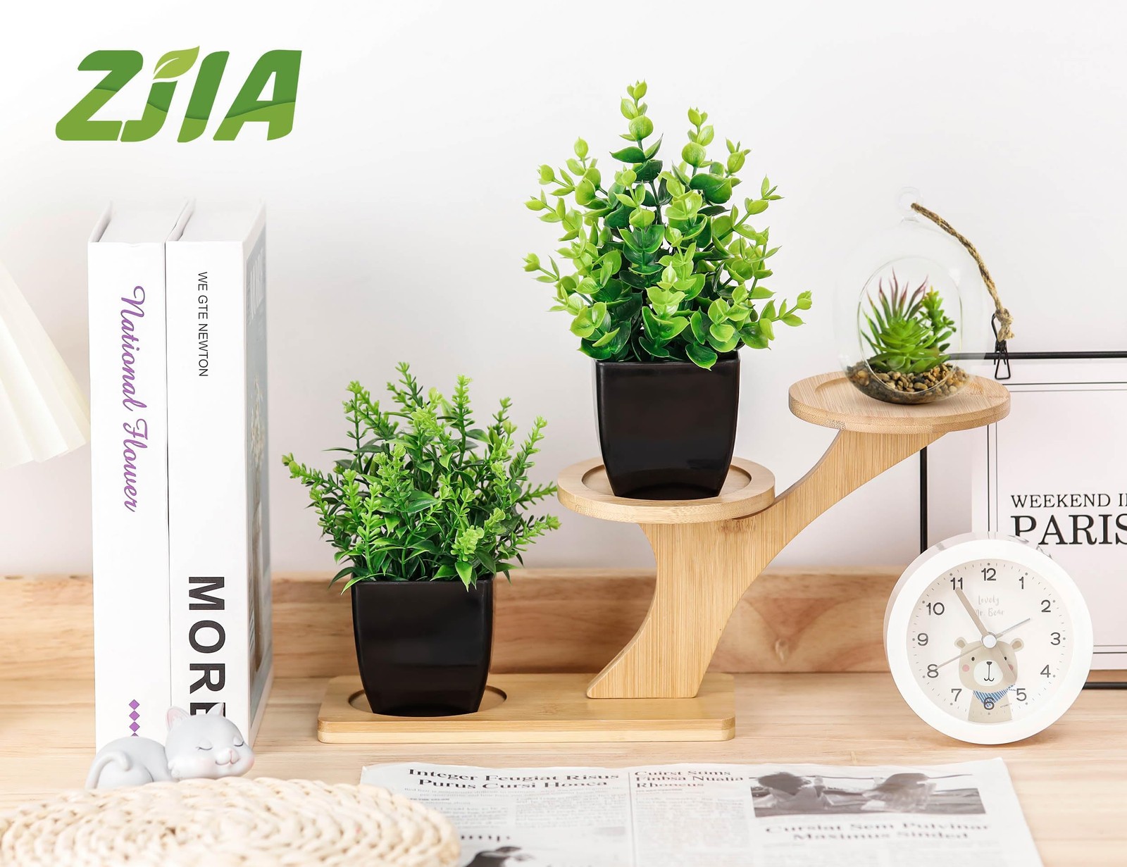 2 Pack Small Fake Plants Black Bathroom Accessories Home Decor