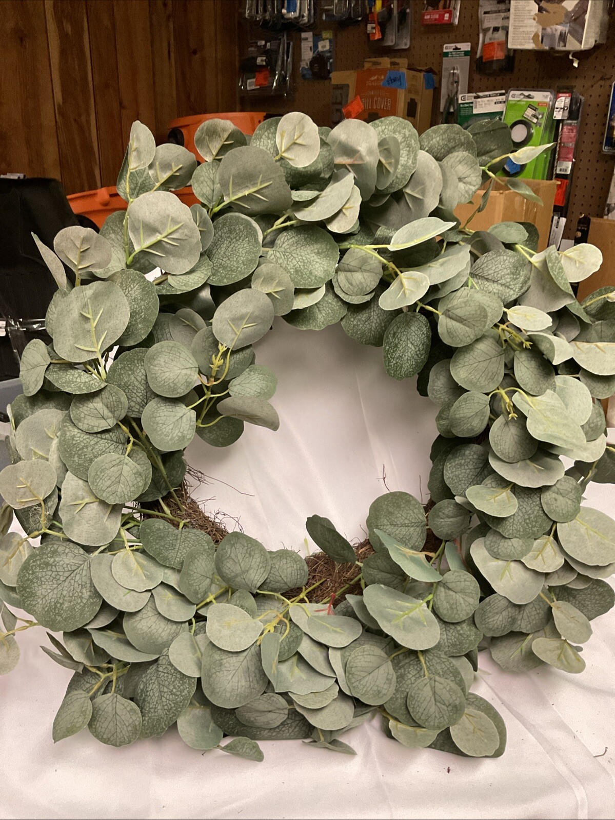 24 in. Artificial Light Green Eucalyptus Wreath
