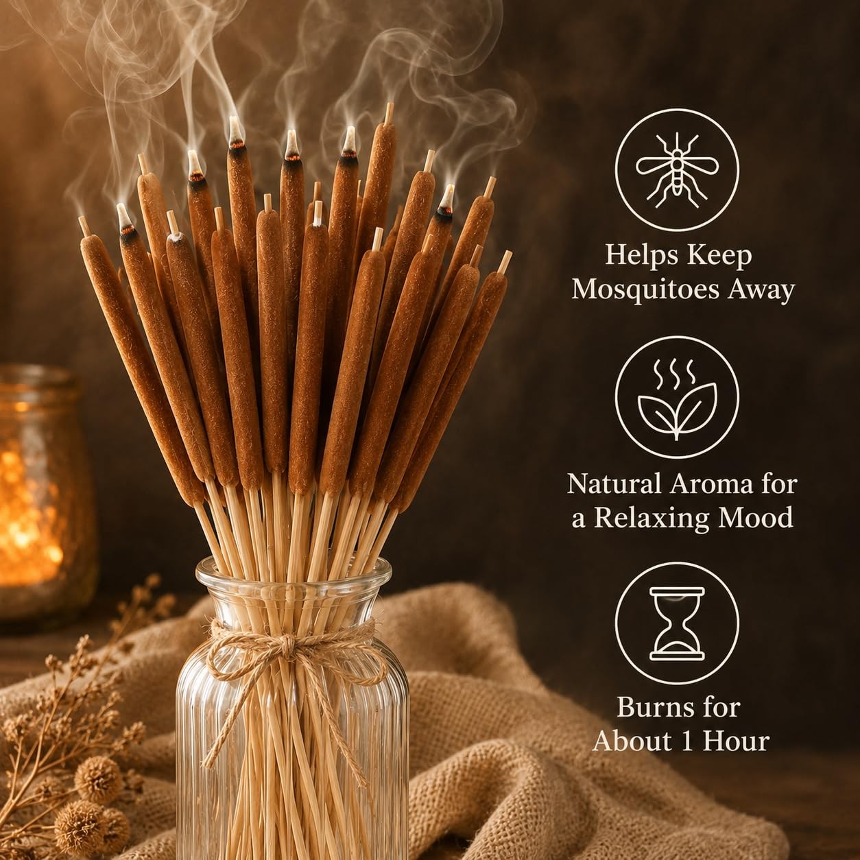 20PCS Dried Natural Cattails Stems 17″ Real Brown Bulrush Reed Grass for Vase…