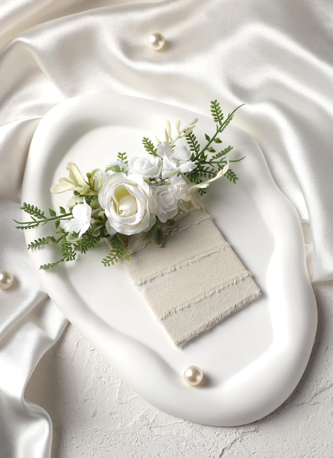 Boutonniere for Men Wedding – 2 Pcs White Pocket Rose Boutonniere Set for Pro…