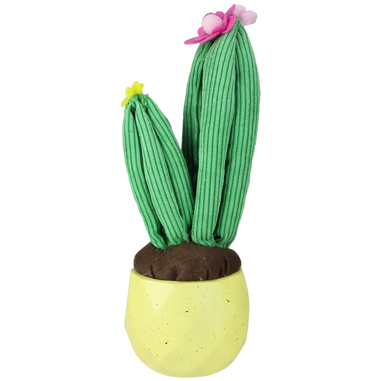 Northlight 10.5″ Artificial Plush Dual Cactus in Yellow Pot Table Top Decoration