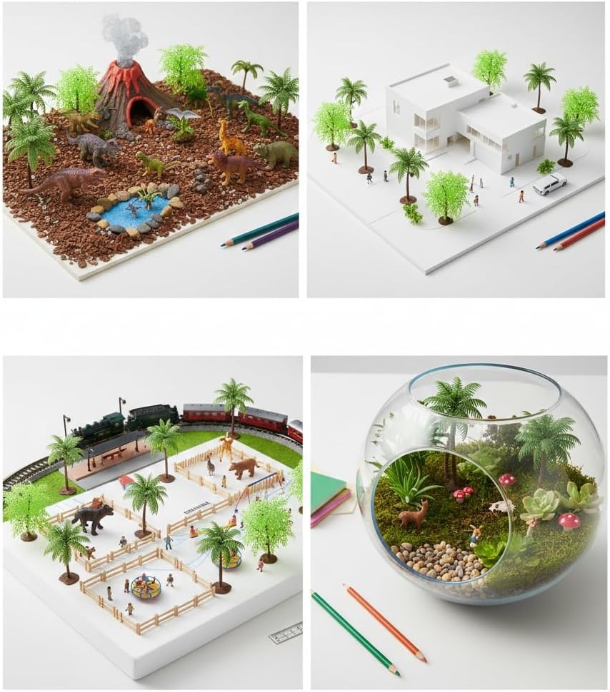 Set of 6 Artificial Miniature Jungle & Palm Trees (4-6″ Tall) – Perfect for