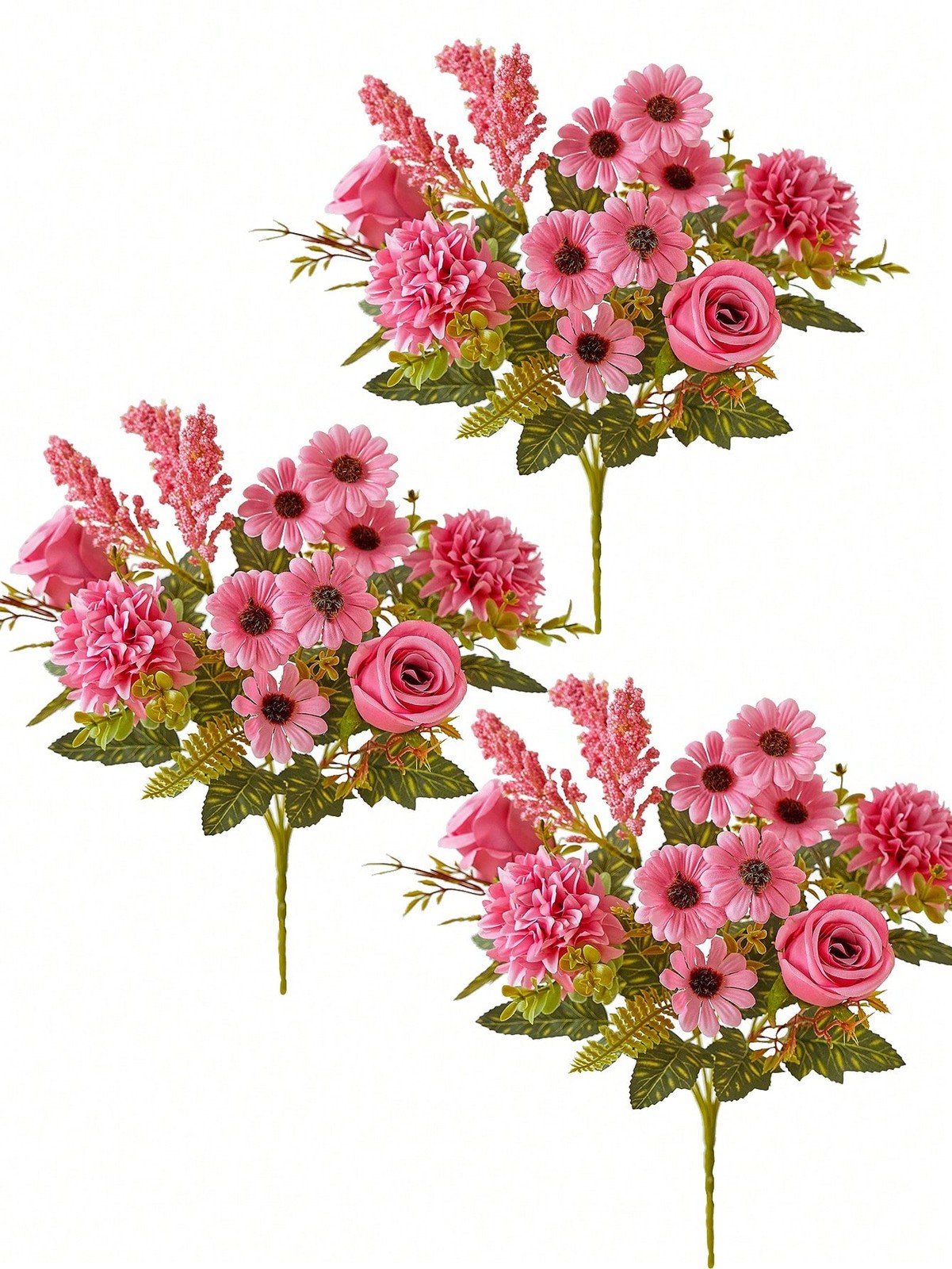 Rose Red Artificial Silk Rose Daisy Bouquet 3 Pcs Or 1 Pc Home Wedding Decor