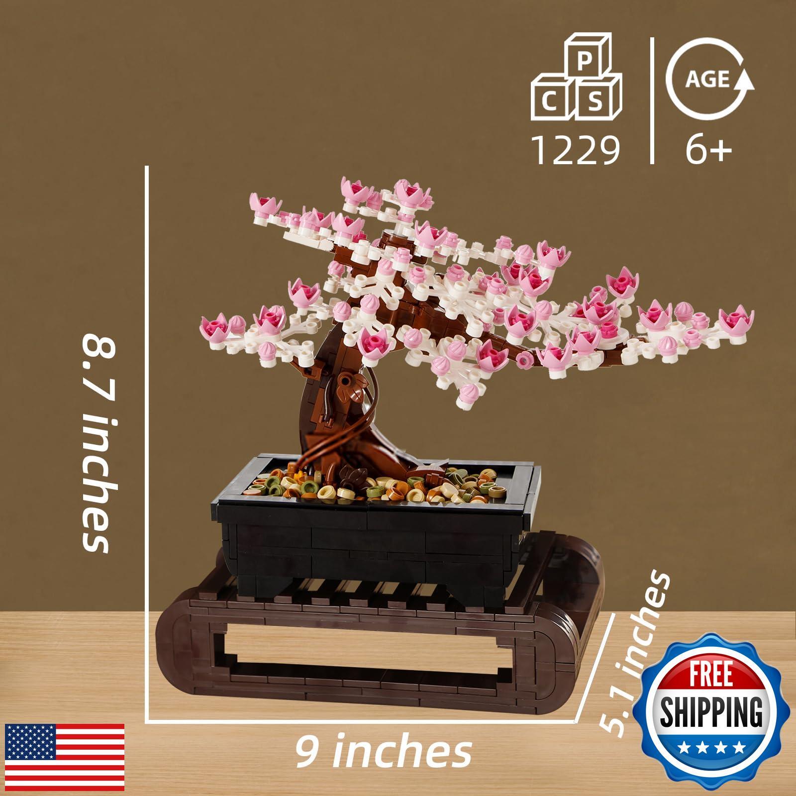 Cherry Blossom Tree Building Sets,Le-go Bonsai Tree Sets for Adults,3 in 1 Bo