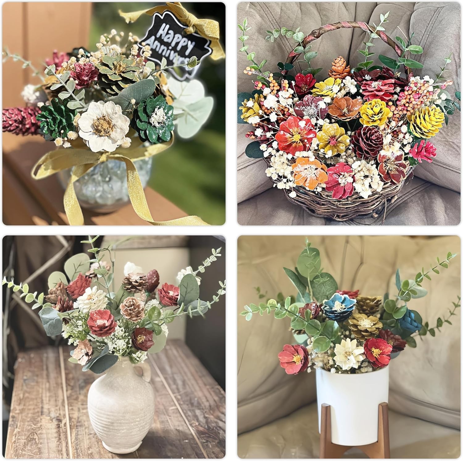 18 tallos eucalipto artificial hojas falsas para centros de mesa boda decoracion